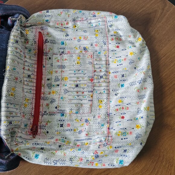 Vintage 1970’s Handmade Reversible Denim Handbag Purse. Embroidered, Quilted Bag - Picture 8 of 11